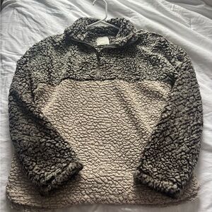 Cozy Two-Tone Sherpa Pullover